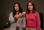 Stephanie Hsu as Ruby and Zosia Mamet as AJ in Season 1 Episode 3 of Laid.