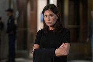 Lt. Jessica Brady stands with her arms crossed on Law & Order Season 24 Episode 8.