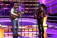 Tanner Frick and Tate Renner perform during Season 26 Episode 11 of The Voice.