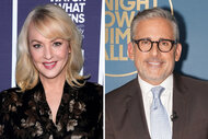 A split of Wendi Mclendon-Covey and Steve Carell