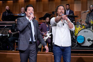 Matthew McConaughey and Jimmy Fallon sing and point their fingers on The Tonight Show Starring Jimmy Fallon Season 11 Episode 1