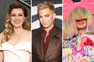 A split of Kelly Clarkson, Adam Lambert and Sia