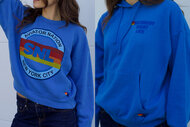 Blue "SNL" Aviator Nation New York City sweatshirt.