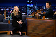 Amanda Seyfried smiles on the tonight show starring jimmy fallon season 12 episode 78