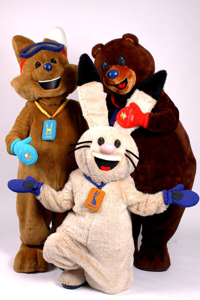 The Winter Olympic Mascots Copper, Powder and Coal in 2002