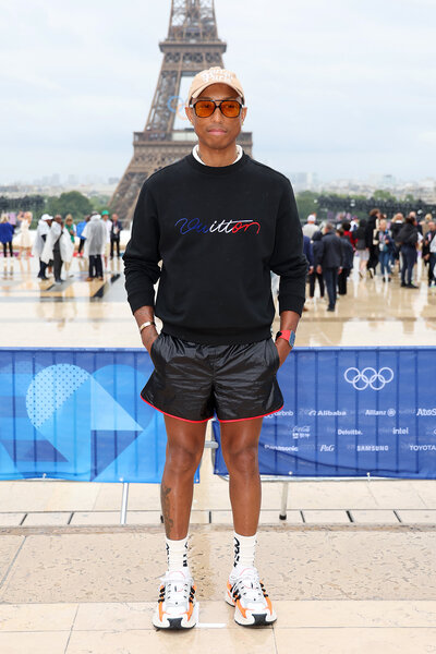 Pharrell Williams attends the 2024 Olympic opening ceremony in paris