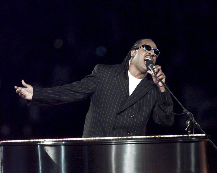 Stevie Wonder performing during the Atlanta 1996 Olympics Closing Ceremony.