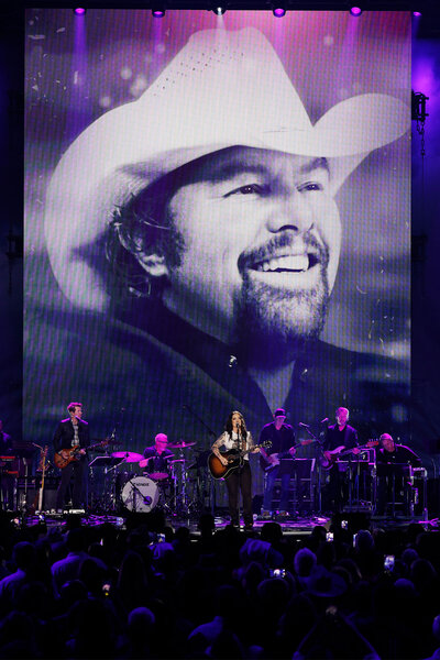 Ashley McBryde performs onstage during Toby Keith: American Icon at Bridgestone Arena on July 29, 2024 in Nashville, Tennesse