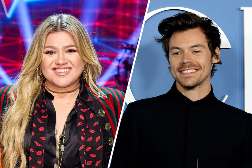 Split image of Kelly Clarkson and Harry Styles
