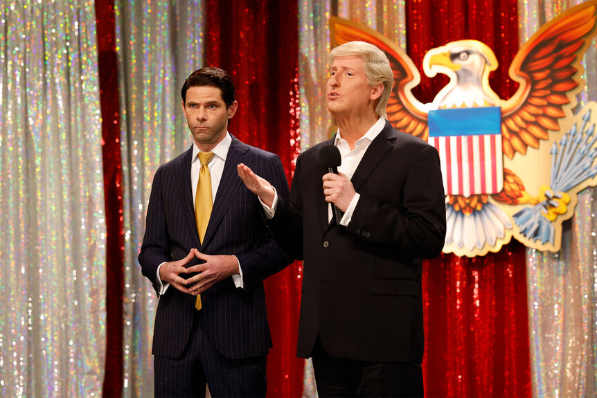 Mikey Day as Donald Trump Jr. and James Austin Johnson as Donald Trump on Saturday Night Live Episode 1842