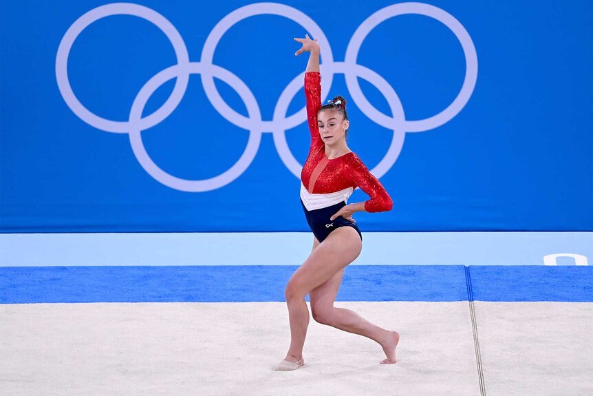 Grace McCallum during her floor routine at the 2020 olympics