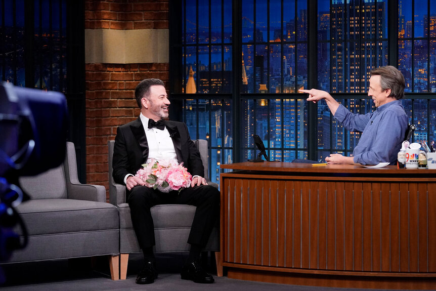 Jimmy Kimmel gets interviewed by Seth Meyers on Late Night With Seth Meyers Episode 1520