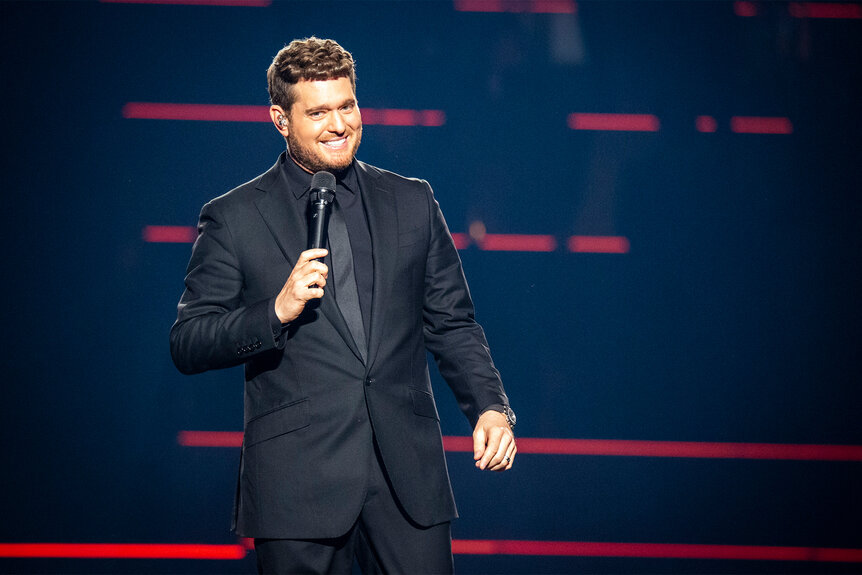 Michael Bublé performs on stage in italy