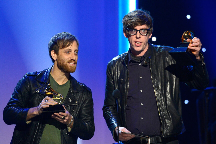 Dan Auerbach and Patrick Carney accept the Best Rock Album Award at the The 55th Annual GRAMMY Awards