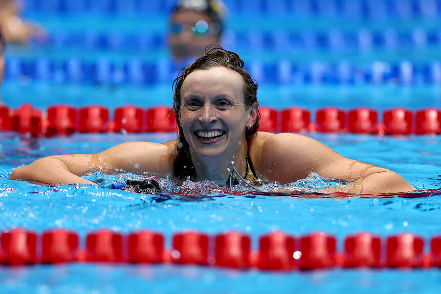 Katie Ledecky swimming during 2024 Olympic Swim Team trials