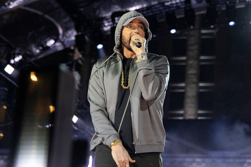 Eminem performs at Live from Detroit: The Concert at Michigan Central"