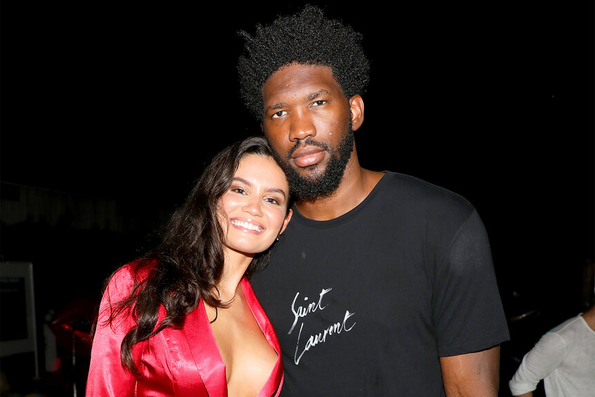 Joel Embiid pose with his wife Anne De Paula in Miami