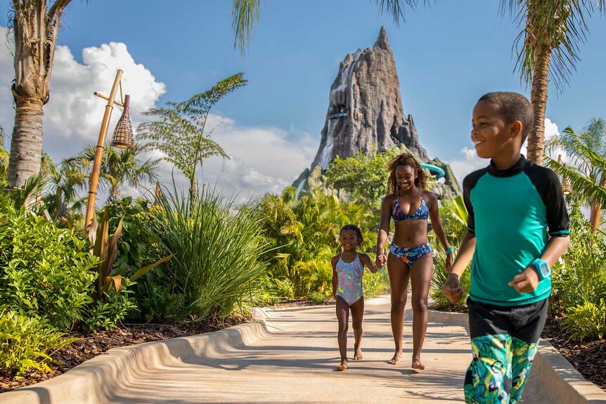 A family walking together at Universals Volcano Bay