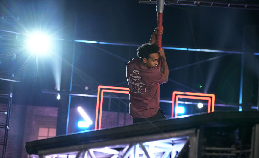 David Bergstrom-Wright during a run on Season 16, Episode 8 of American Ninja Warrior.