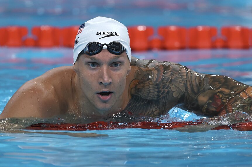 Caleb Dressel swims at the 2024 Paris Olympics.