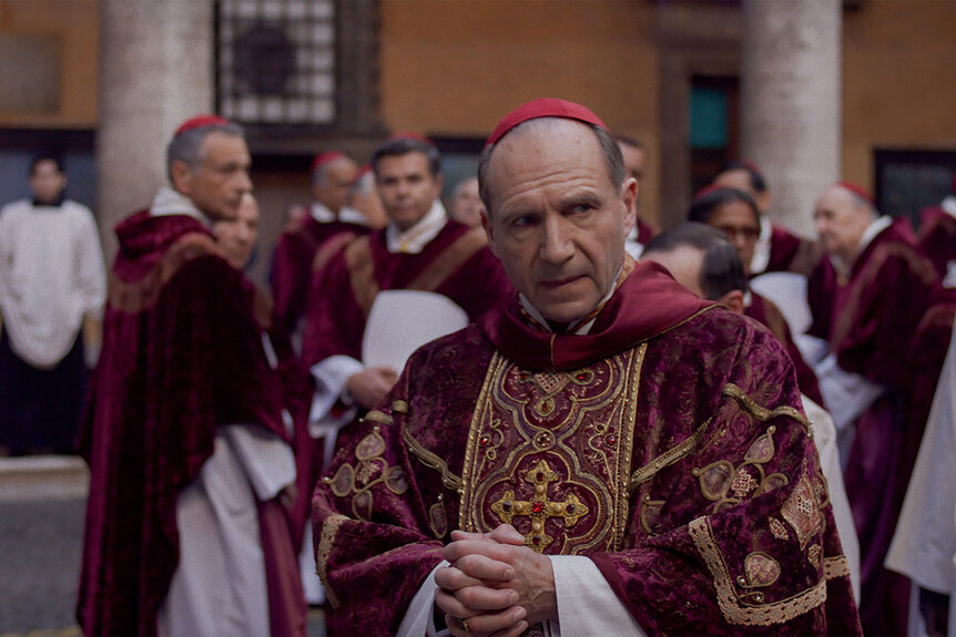 Ralph Fiennes stars as Cardinal Lawrence in director Edward Berger's CONCLAVE.