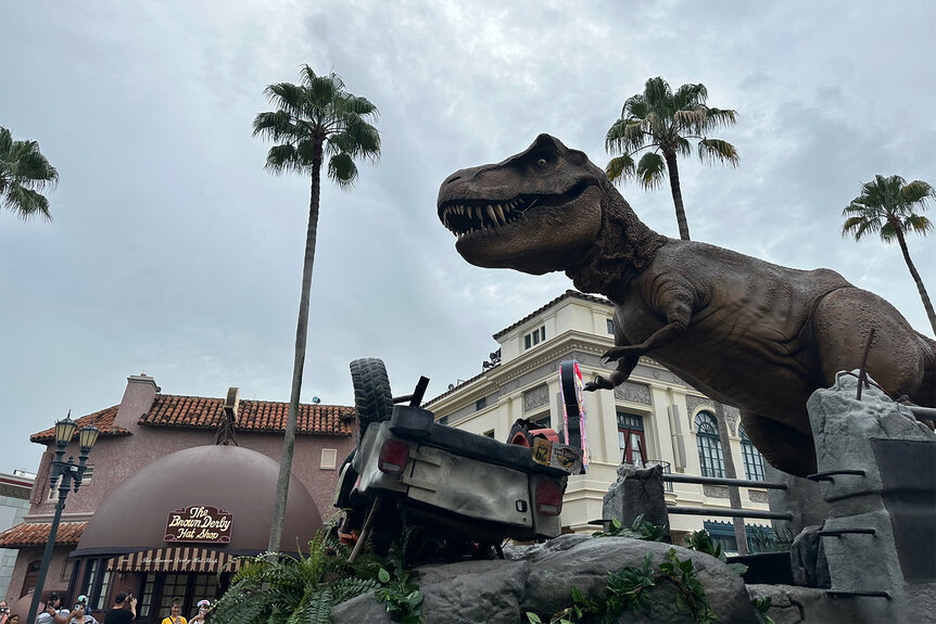 Jurassic Park float at the Mega Movie Parade