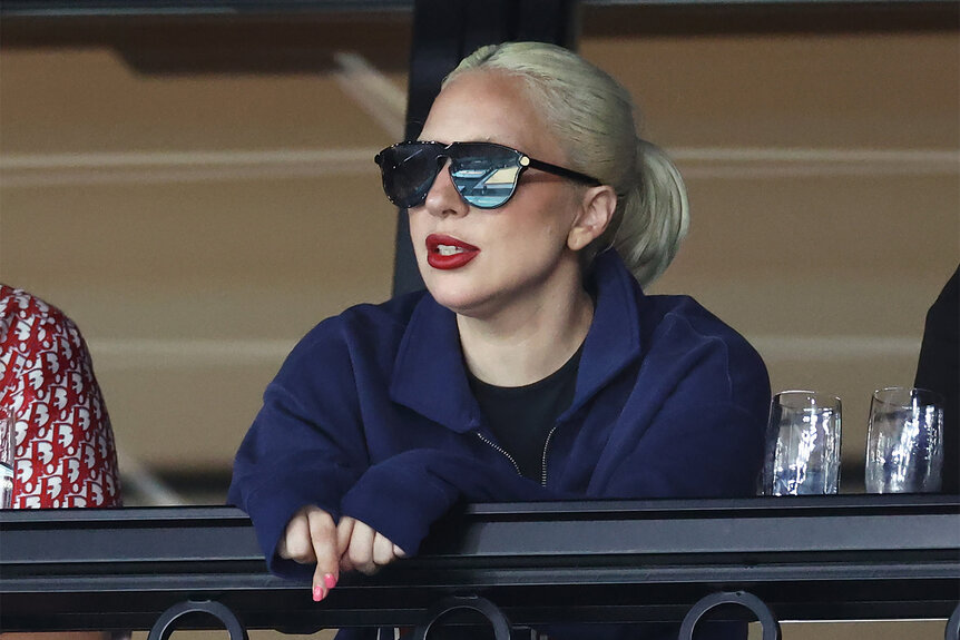 Lady Gaga sits in the audience at the 2024 olympics