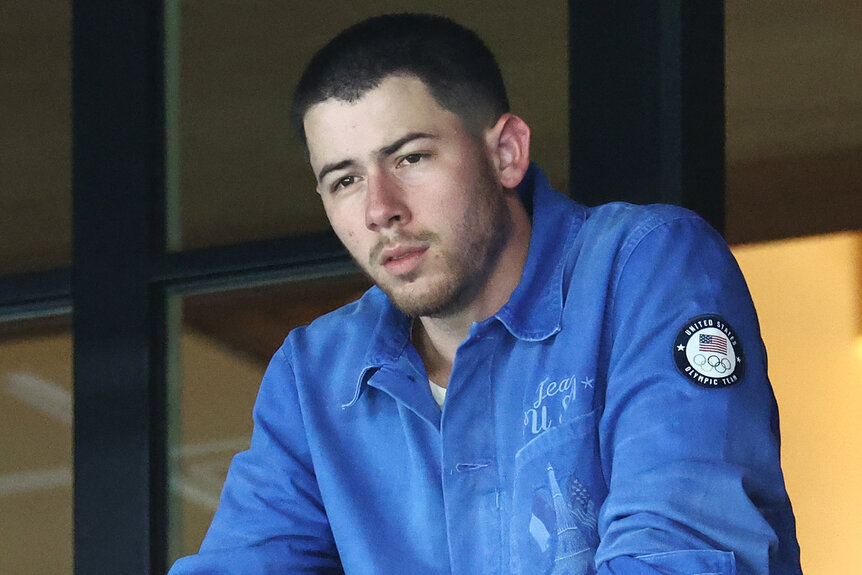 Nick Jonas watches Gymnastics at the 2024 Olympics