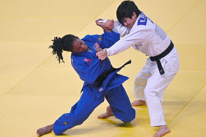 Maria Laborde competes against Argentina during the women's 48kg bronze medal match