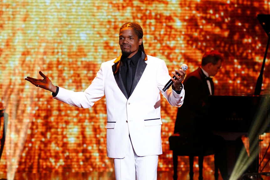 Landau Eugene Murphy Jr. performing on the America's Got Talent stage.