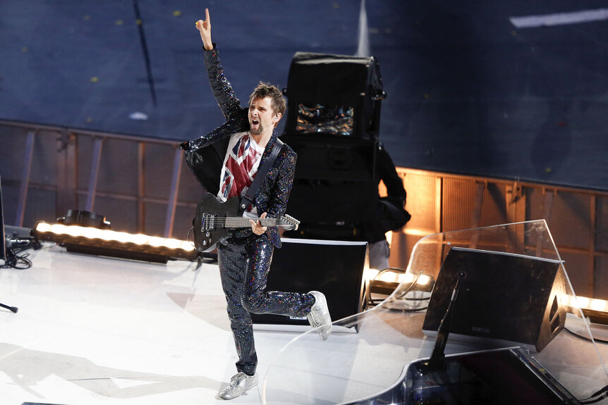 Muse performing during the London 2012 Olympics Closing Ceremony.