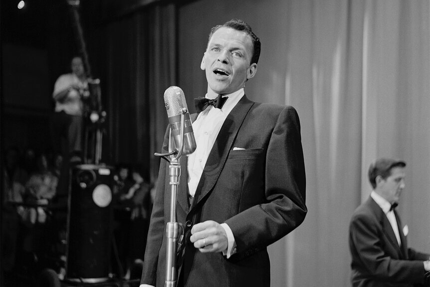 Frank Sinatra performs during the United Cerebral Palsy telethon in 1952