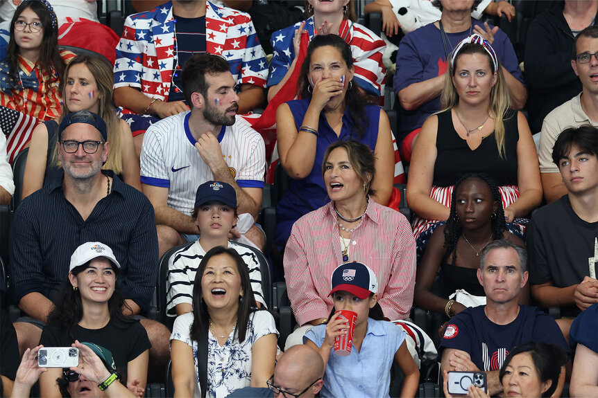 Mariska Hargitay is seen with her family on day five of the Olympic Games Paris 2024