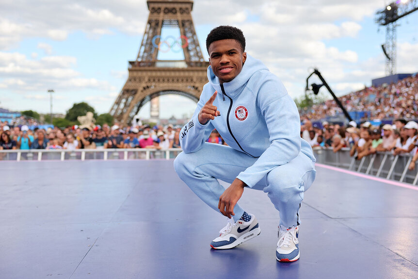 Men's Welterweight Boxing bronze medalist Omari Jones of Team United States poses for a photo