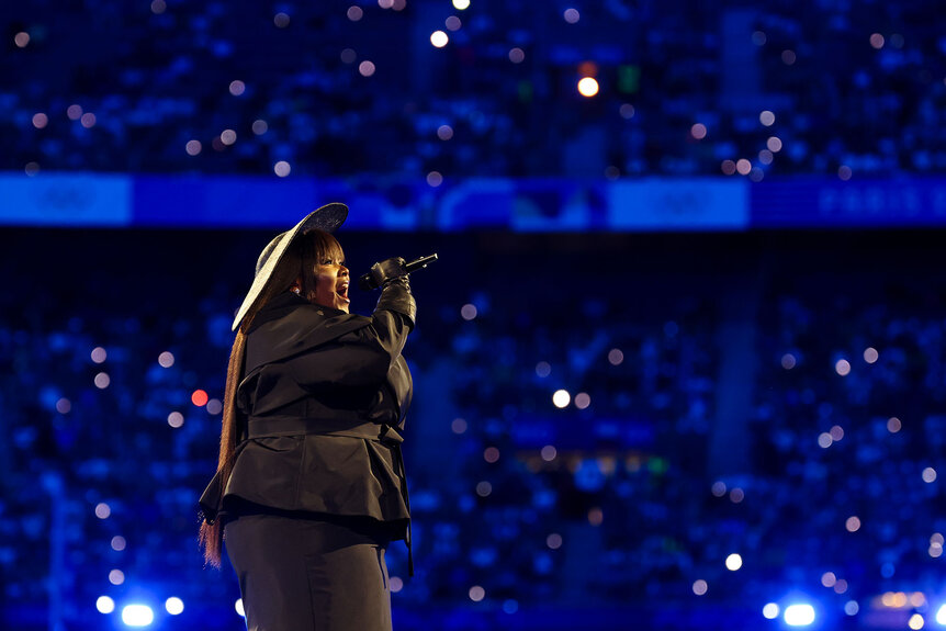 Yseult performs during the closing ceremony of the 2024 Paris Olympics at Stade de France on Sunday, August 11, 2024 in Paris, France.