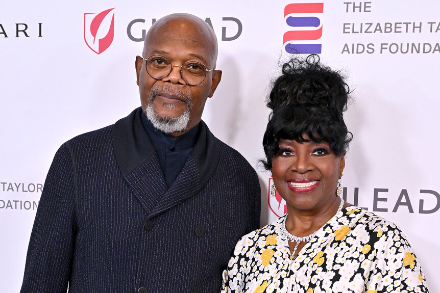 Samuel L Jackson and his Latanya Richardson Jackson pose together on the red carpet