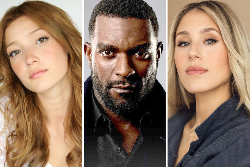 A split of headshots of Saylor Bell Curda, Michael James Shaw and Lisa Gilroy