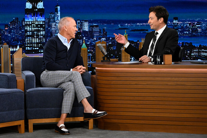 Michal Keaton is interviewed by Jimmy Fallon on The Tonight Show Starring Jimmy Fallon