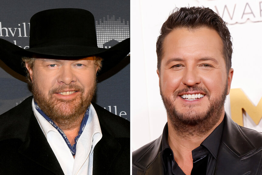 A split of Toby Keith and Luke Bryan