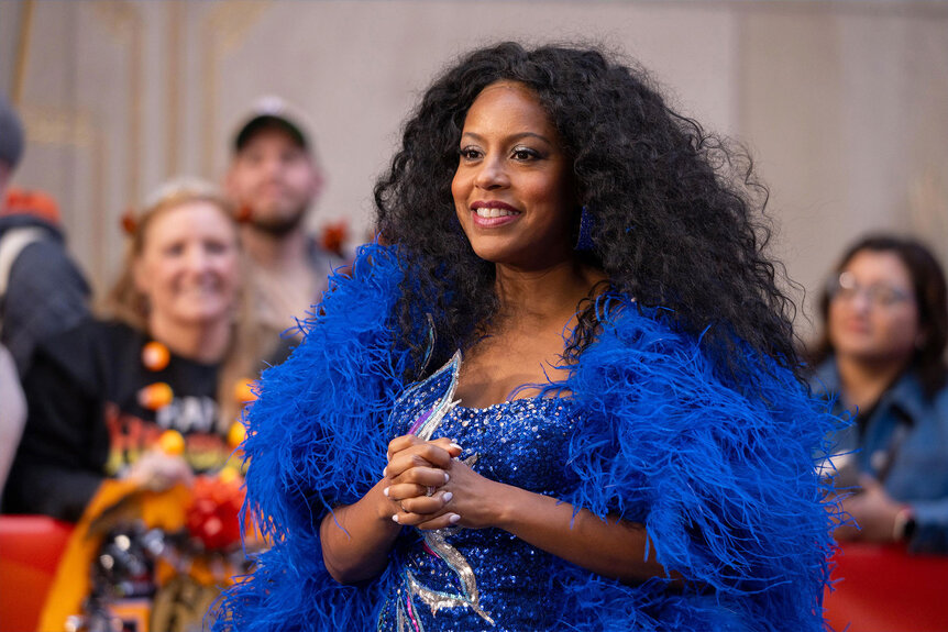 Sheinelle Jones in costume as Diana Ross