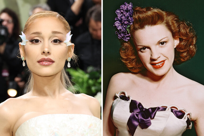 A split of Ariana Grande and Judy Garland