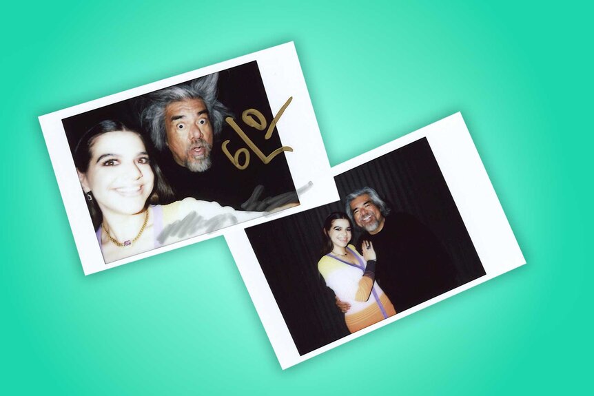 An instax of George Lopez and Mayan Lopez taking a selfie and smiling together