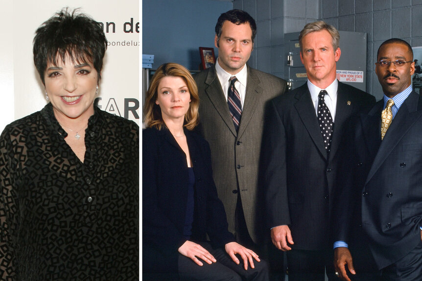 A split of Liza Minnelli and the Law And Order Criminal Intent Cast