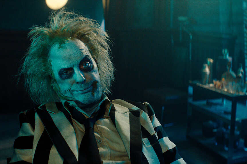 Michael Keaton as Beetlejuice in the comedy, “Beetlejuice Beetlejuice”