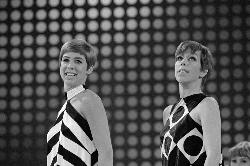 Vicki Lawrence and Carol Burnett appear on 'The Carol Burnett Show' on September 23, 1967.