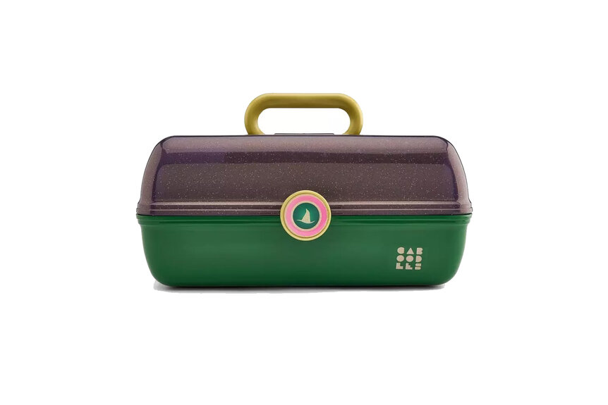 A green, pink and purple Caboodles travel case inspired by the movie wicked