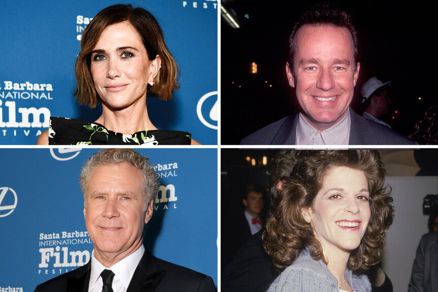 A split featuring Kristen Wiig, Phil Hartman, Will Ferrell, and Gilda Radner.