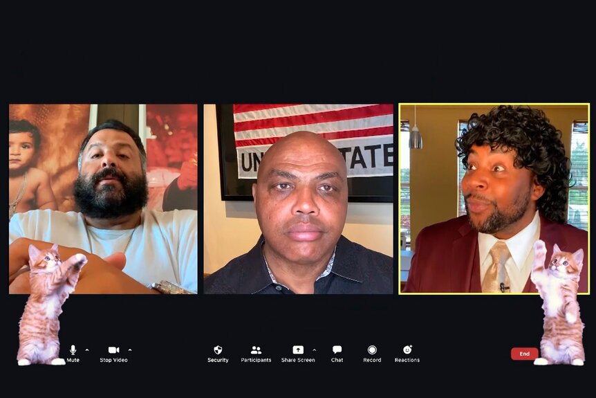 DJ Khaled, Charles Barkley, and Kenan Thompson appear on a zoom call on SNL 1784.