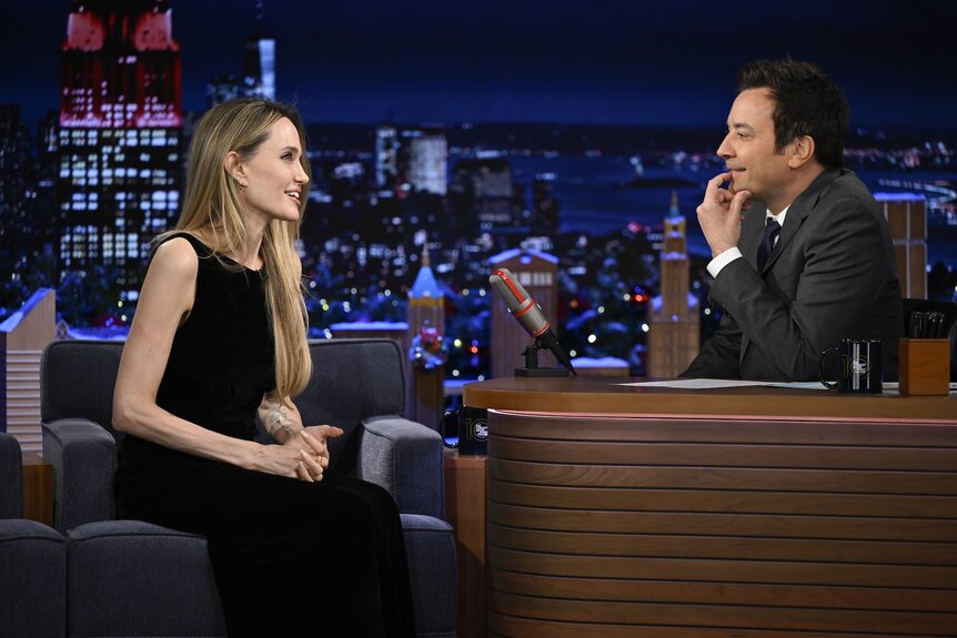 Angelina Jolie speaks with Jimmy Fallon on The Tonight Show Starring Jimmy Fallon Episode 2064.