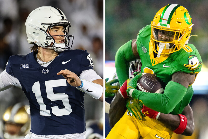 A split of Penn State Football and Oregon College Football